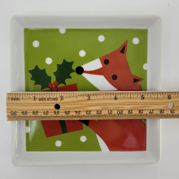 Crate & Barrel Appetizer Dessert Plates Holiday Set Of 4 Joan Anderson Square - Picture 8 of 13